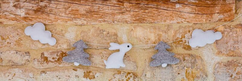 Guirlande lapin gris chiné / blanc – Image 3