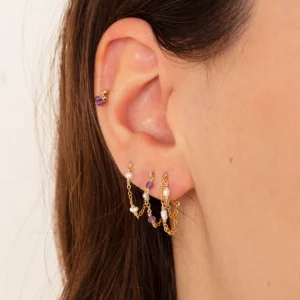 Boucles d'oreilles chaînette Satellite - Perles de culture