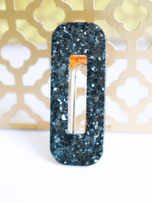 Barrette Rectangle - Paillettes noires