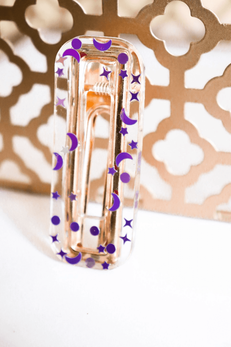 Barrette Rectangle - Holographique astres violette – Image 3