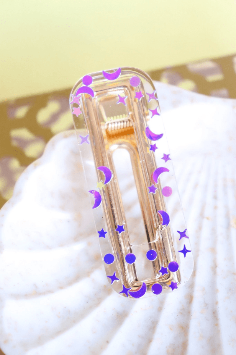 Barrette Rectangle - Holographique astres violette – Image 5