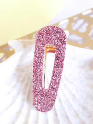 Barrette Triangle - Paillettes roses