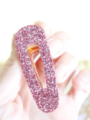 Barrette Triangle - Paillettes roses