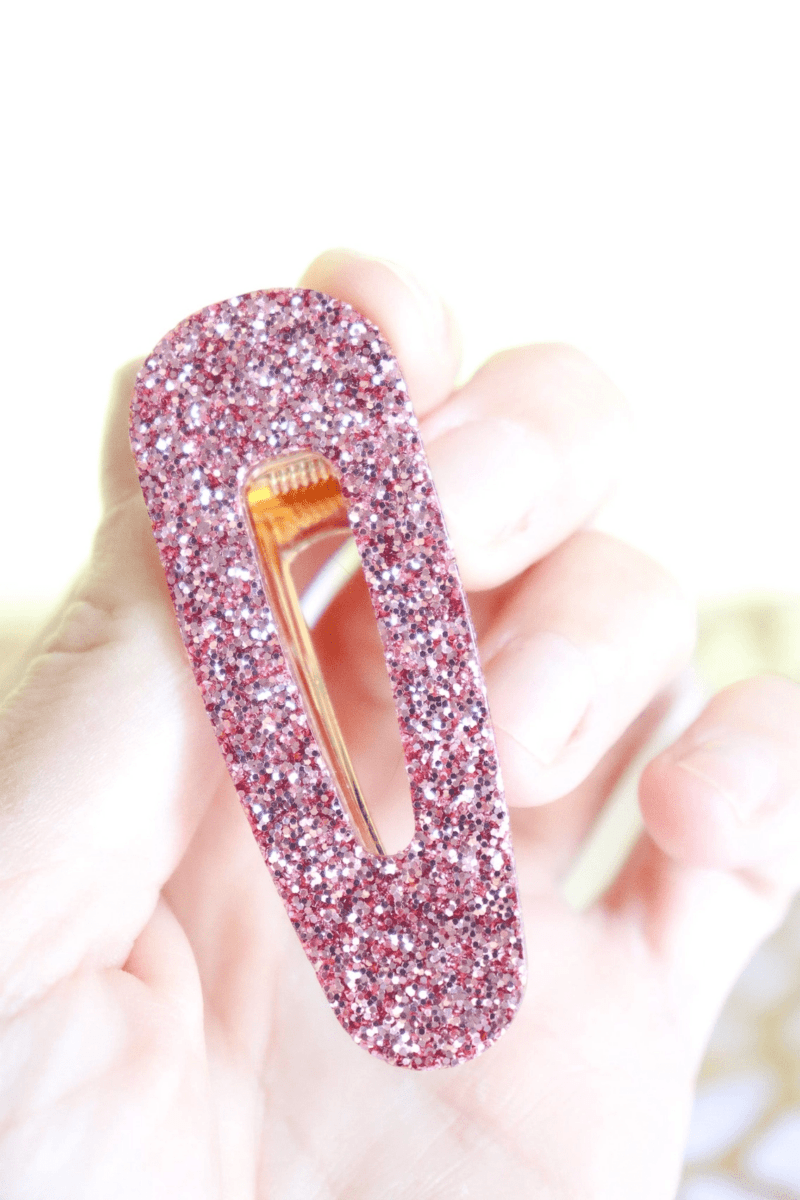 Barrette Triangle - Paillettes roses