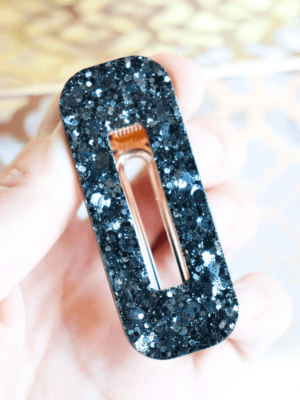 Barrette Rectangle - Paillettes noires