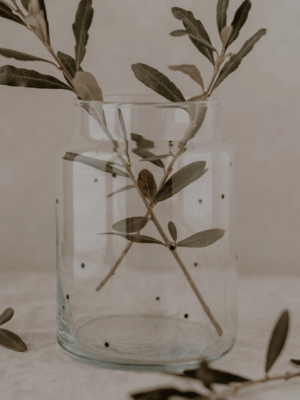 Grand vase en verre à pois