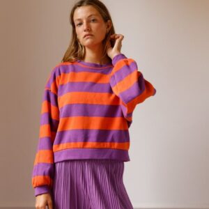 Sweat Rayures Orange Violet