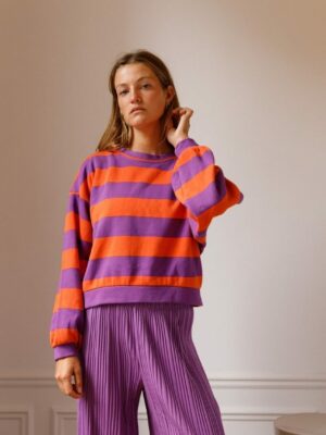 Sweat Rayures Orange Violet