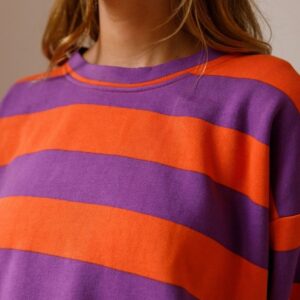 Sweat Rayures Orange Violet