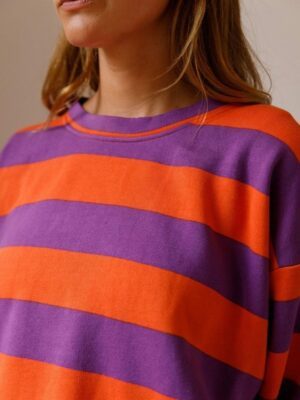 Sweat Rayures Orange Violet