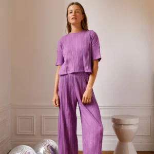 PYJAMA LONG Ensemble Plissé Violet