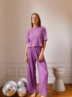 PYJAMA LONG Ensemble Plissé Violet