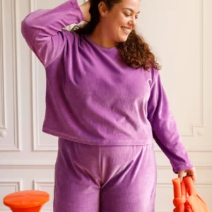 PYJAMA LONG Velours Violet