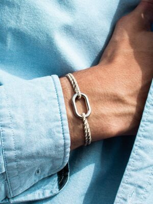 Bracelet maillon argent - beige