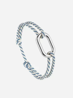 Bracelet maillon argent - bleu et blanc