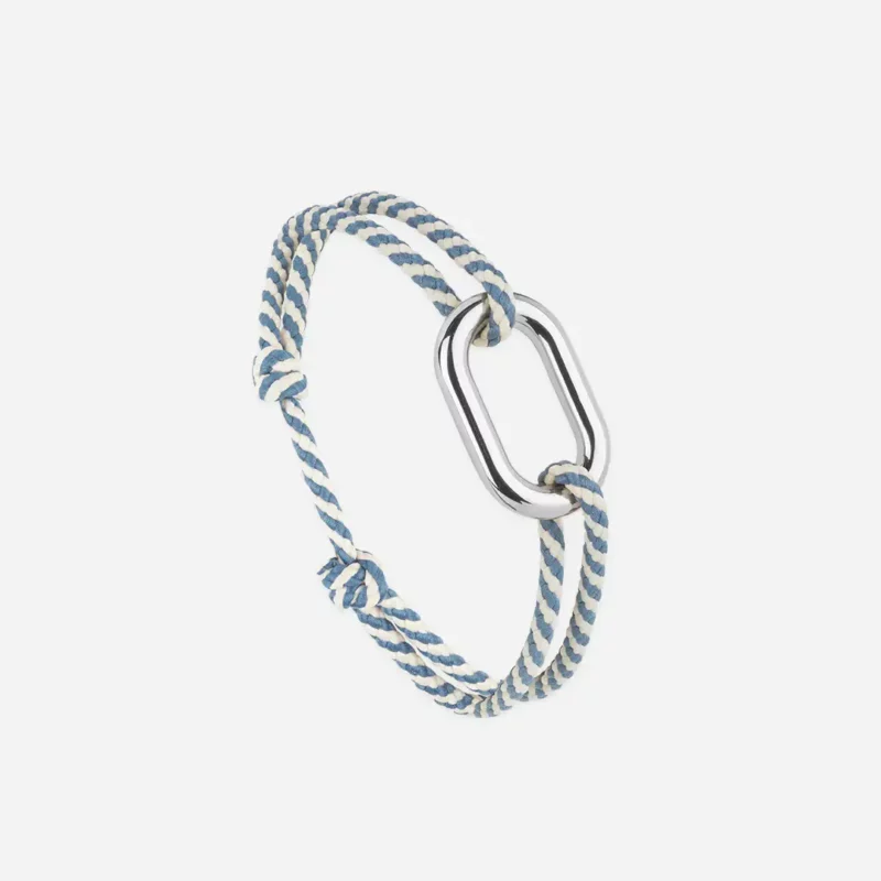 Bracelet maillon argent - bleu et blanc