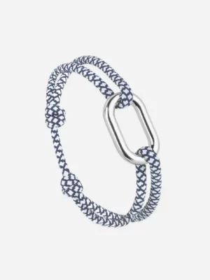 Bracelet maillon argent - marine et blanc