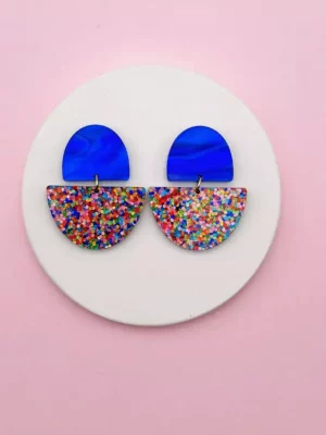 Boucles D'oreilles Odette - Bleu / Confettis