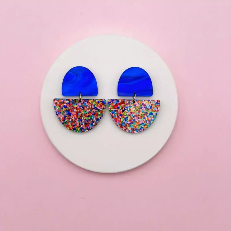 Boucles D'oreilles Odette - Bleu / Confettis