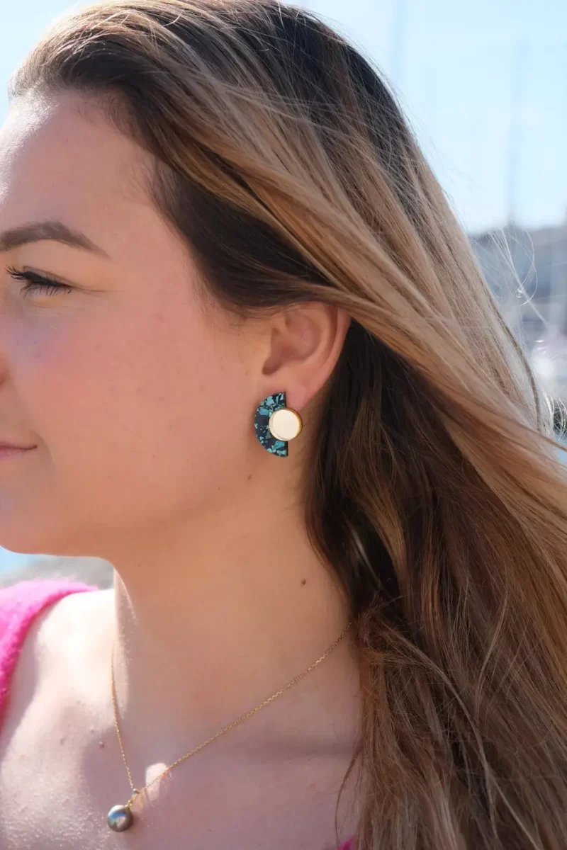 Boucles D'oreilles puces miroir - Roseline – Image 4