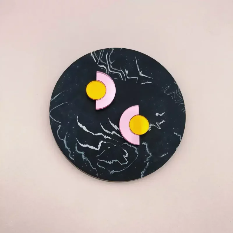 Boucles D'oreilles puces miroir - Roseline – Image 2