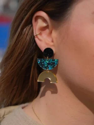 Boucles D'oreilles Ronette - Turquoise / Or