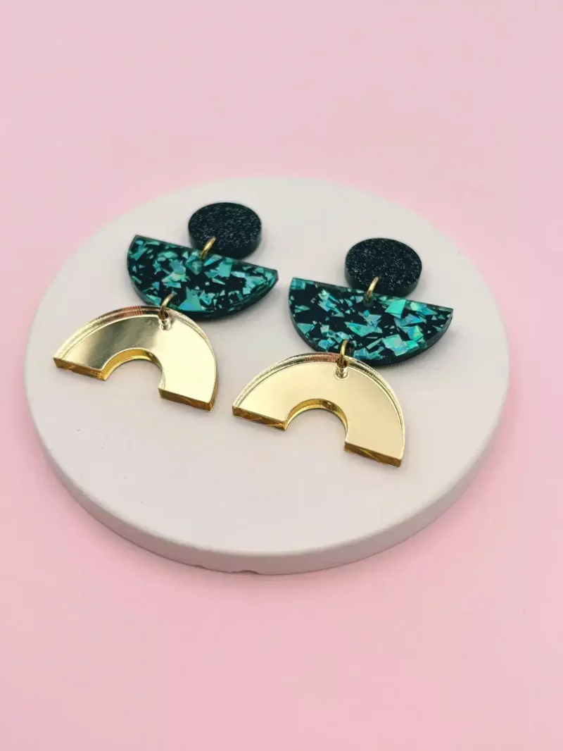 Boucles D'oreilles Ronette - Turquoise / Or – Image 3