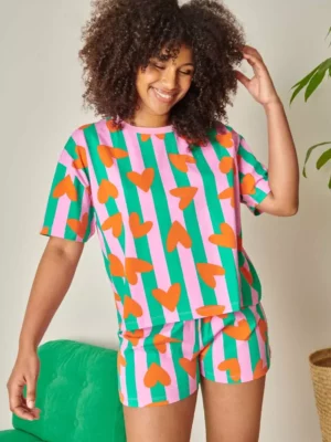 PYJAMA Coeurs Rayures