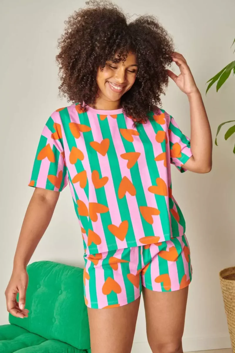PYJAMA Coeurs Rayures