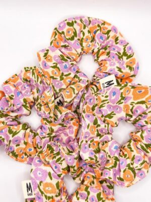 Chouchou fleuri lila orange vert
