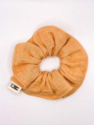 Chouchou gaze de coton caramel lignes lurex