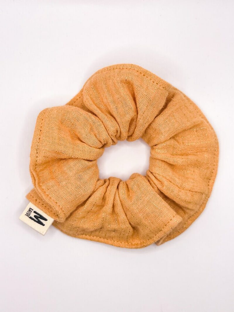 Chouchou gaze de coton caramel lignes lurex