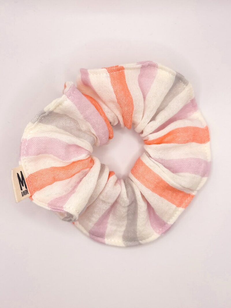 Chouchou gaze de coton rayé multicolore