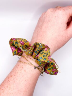 Chouchou moka style liberty fleuri