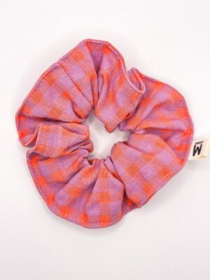 Chouchou vichy orange fluo et lila