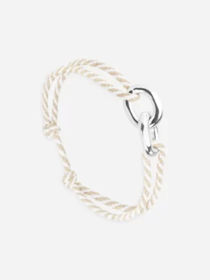 Bracelet Union maillons argent - Beige et Blanc