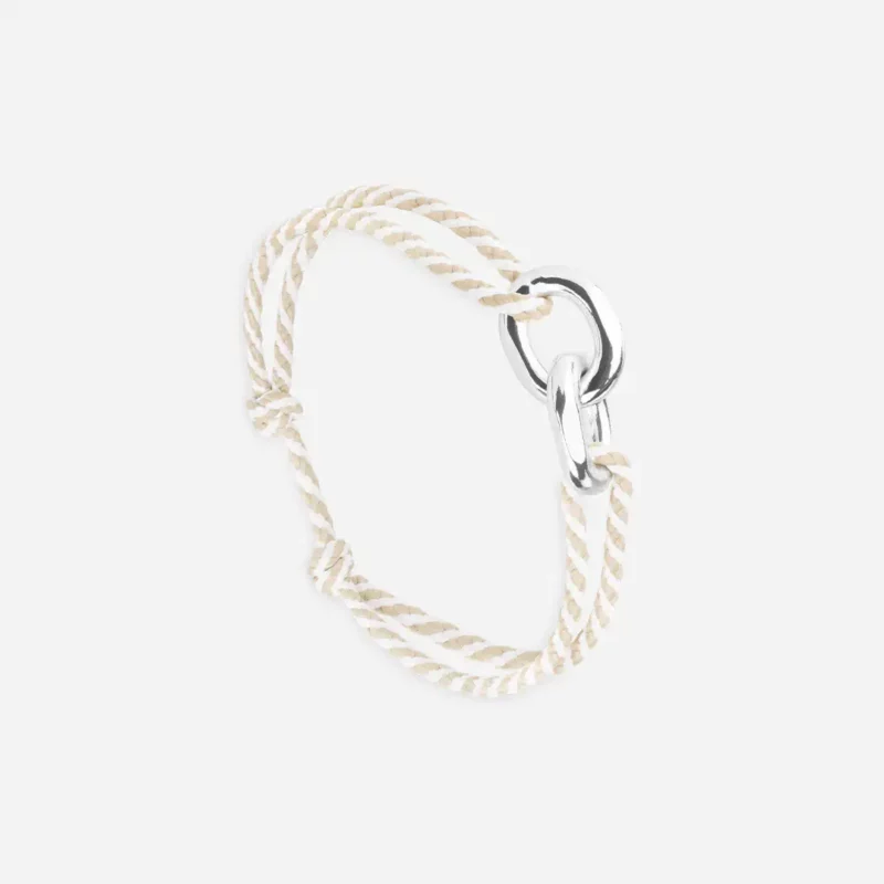 Bracelet Union maillons argent - Beige et Blanc