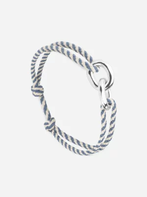 Bracelet Union maillons argent - Bleu marine et Beige