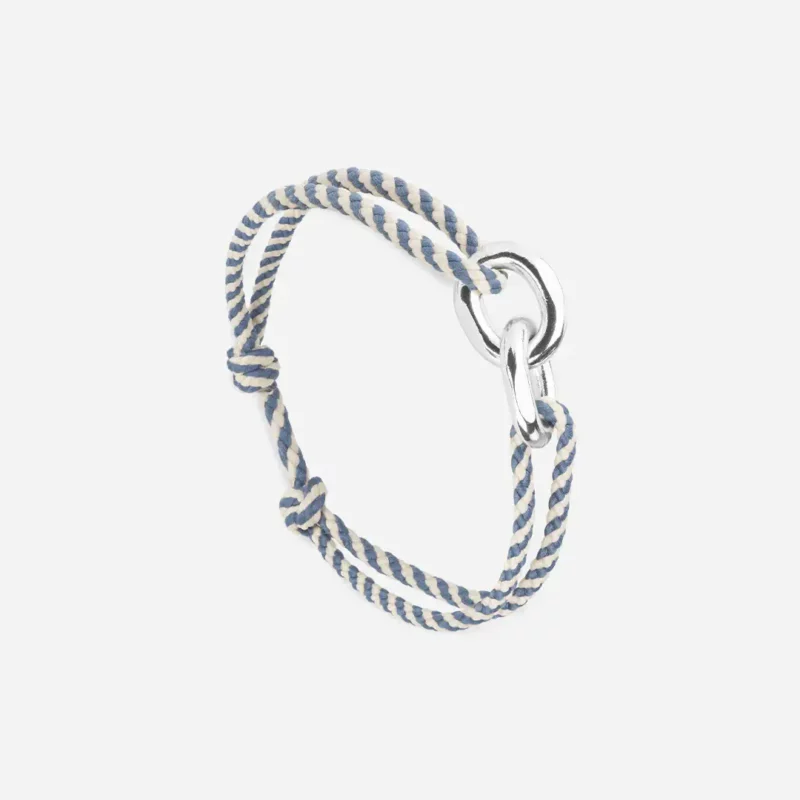 Bracelet Union maillons argent - Bleu marine et Beige