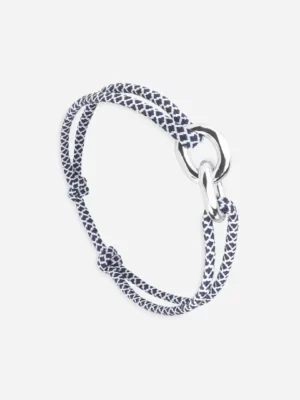 Bracelet Union maillons argent - Bleu marine et Blanc