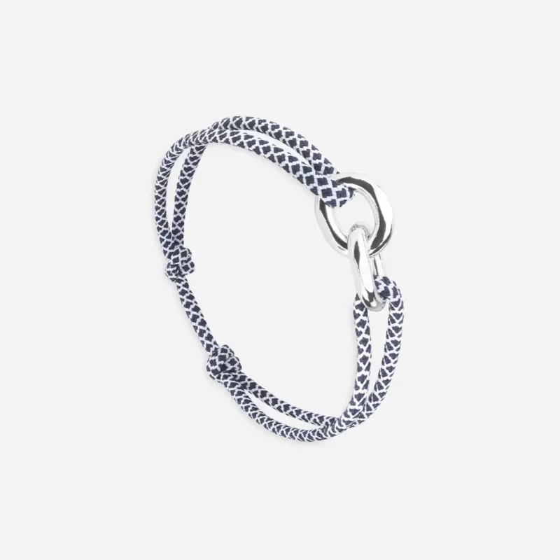 Bracelet Union maillons argent - Bleu marine et Blanc