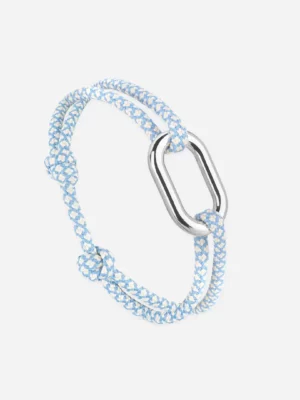 Bracelet maillon argent - Bleu et Beige