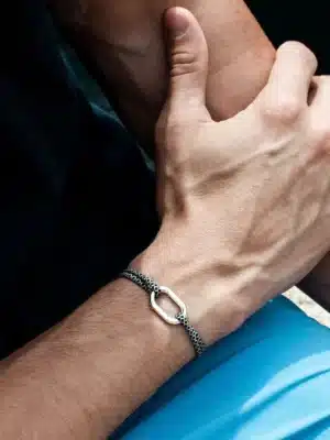 Bracelet maillon argent - Noir et Gris