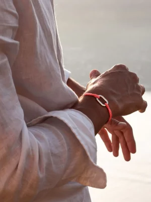 Bracelet maillon argent - Orange et Blanc