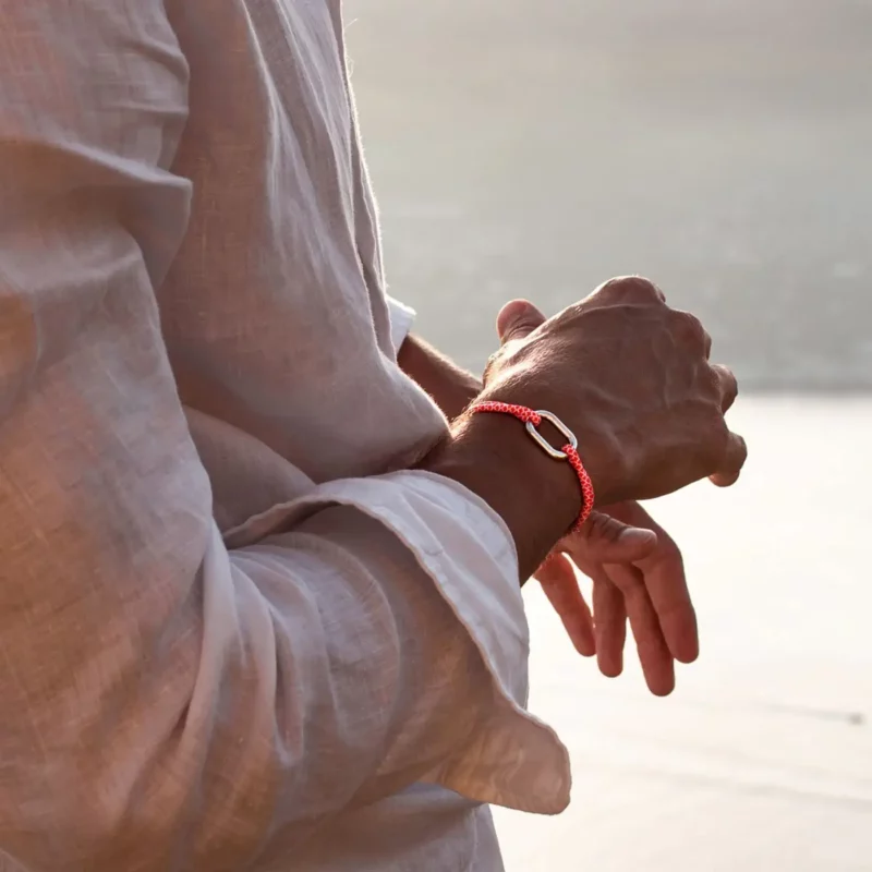 Bracelet maillon argent - Orange et Blanc – Image 2