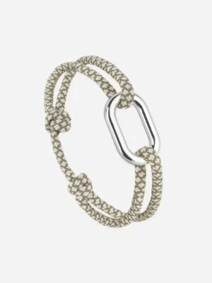 Bracelet maillon argent - Vert et Beige