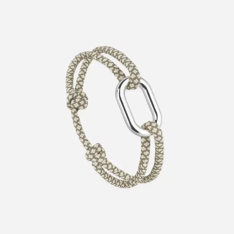 Bracelet maillon argent - Vert et Beige