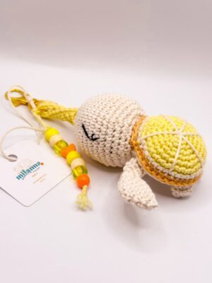 Porte clé crochet - Tortue jaune