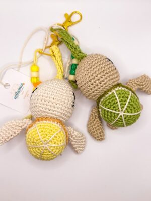 Porte clé crochet - Tortue jaune