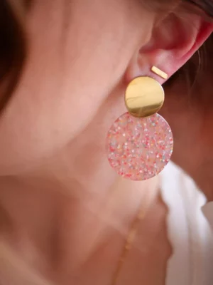 Boucles Pia - Paillettes Fraise